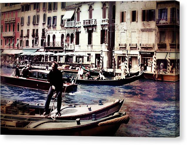 Vintage Travel on A Venice Canal - Canvas Print