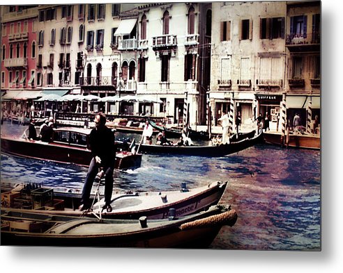 Vintage Travel on A Venice Canal - Metal Print