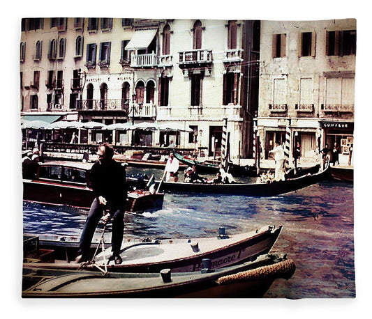 Vintage Travel on A Venice Canal - Blanket