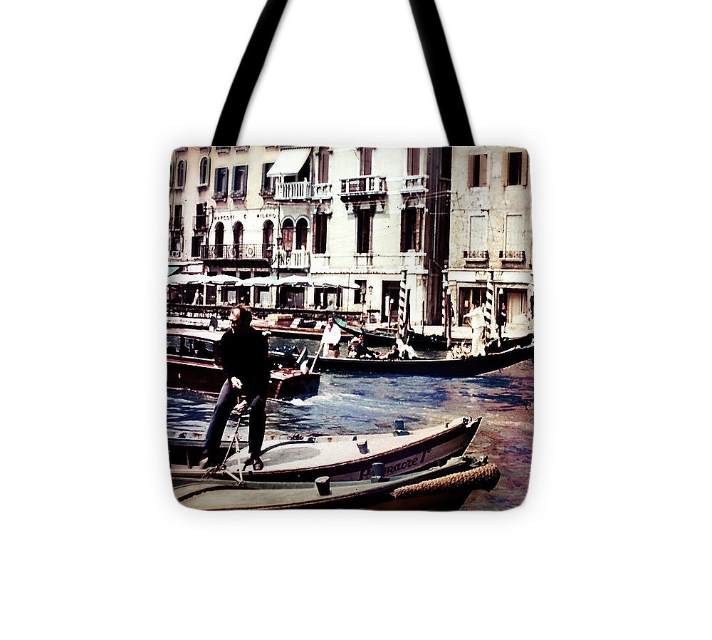Vintage Travel on A Venice Canal - Tote Bag