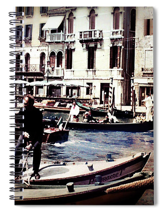 Vintage Travel on A Venice Canal - Spiral Notebook