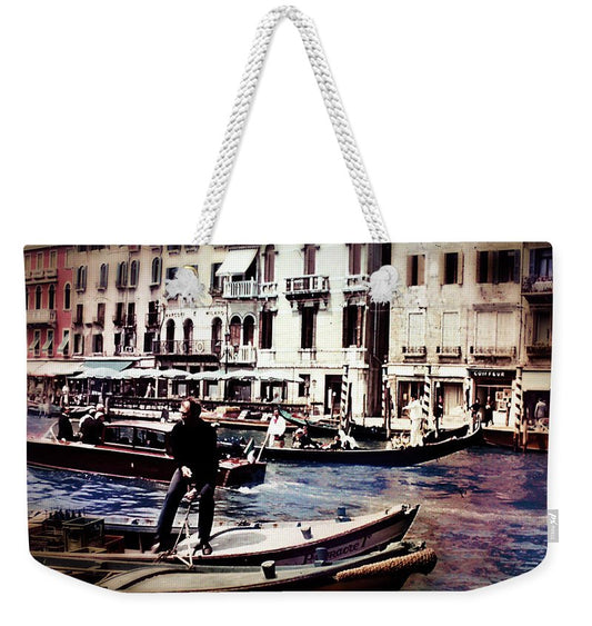 Vintage Travel on A Venice Canal - Weekender Tote Bag