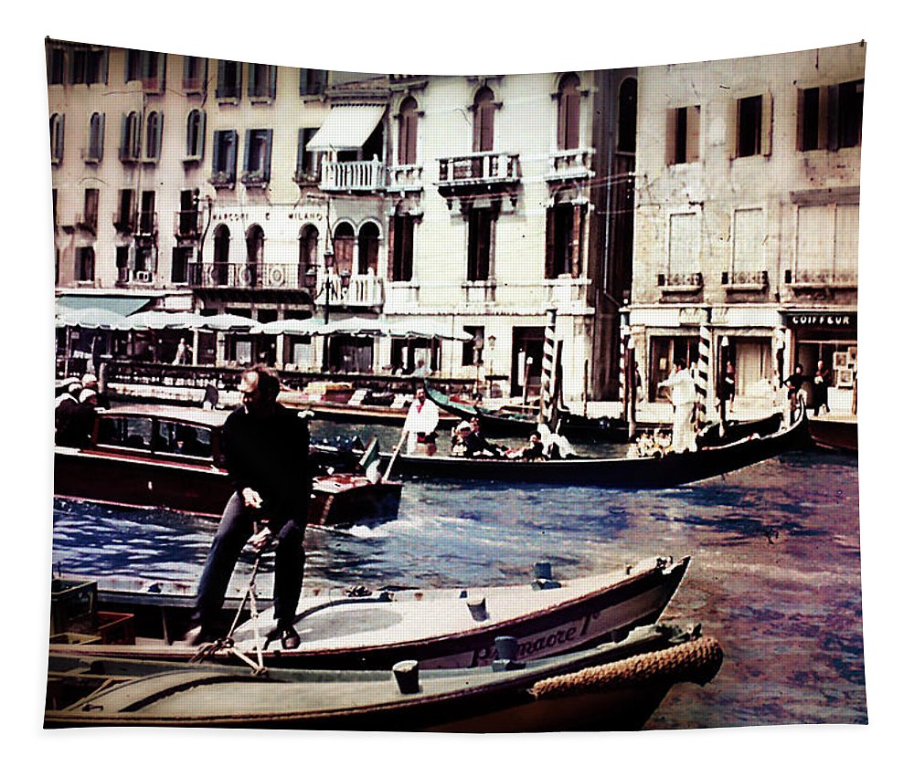 Vintage Travel on A Venice Canal - Tapestry