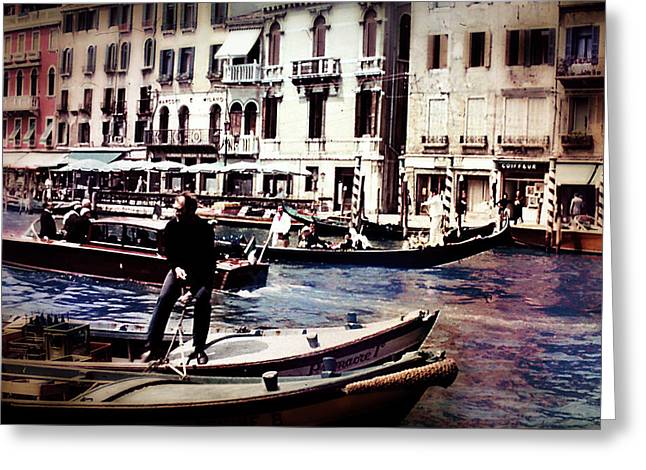 Vintage Travel on A Venice Canal - Greeting Card