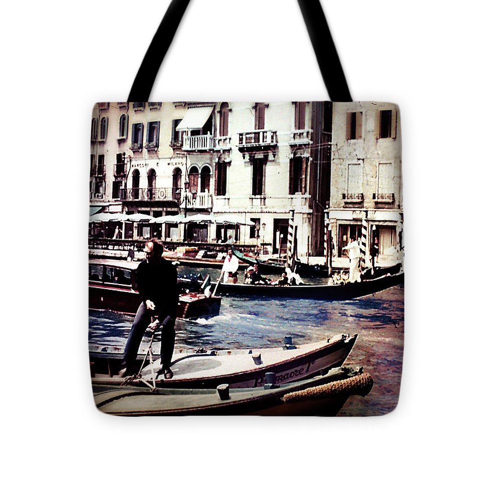 Vintage Travel on A Venice Canal - Tote Bag