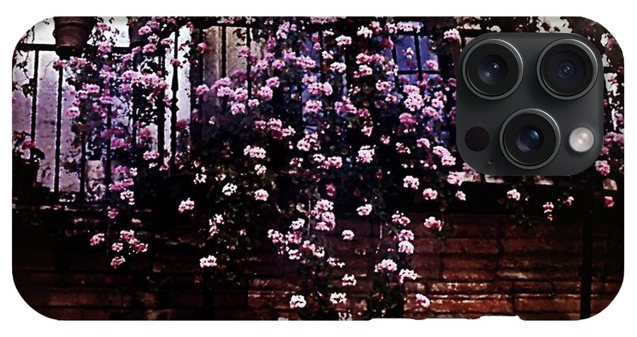 Vintage Travel Pink Roses on a Spanish Balcony - Phone Case