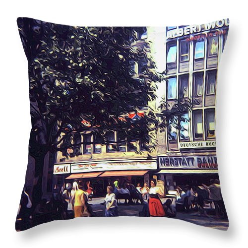 Vintage Travel Shopping in Germany 1973 - Throw Pillow