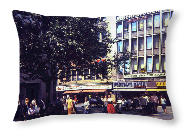 Vintage Travel Shopping in Germany 1973 - Throw Pillow