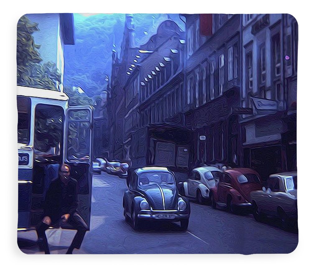 Vintage Travel Street Open Bus Door - Blanket