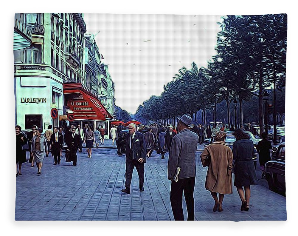 Vintage Travel Street Scene Shoppers - Blanket