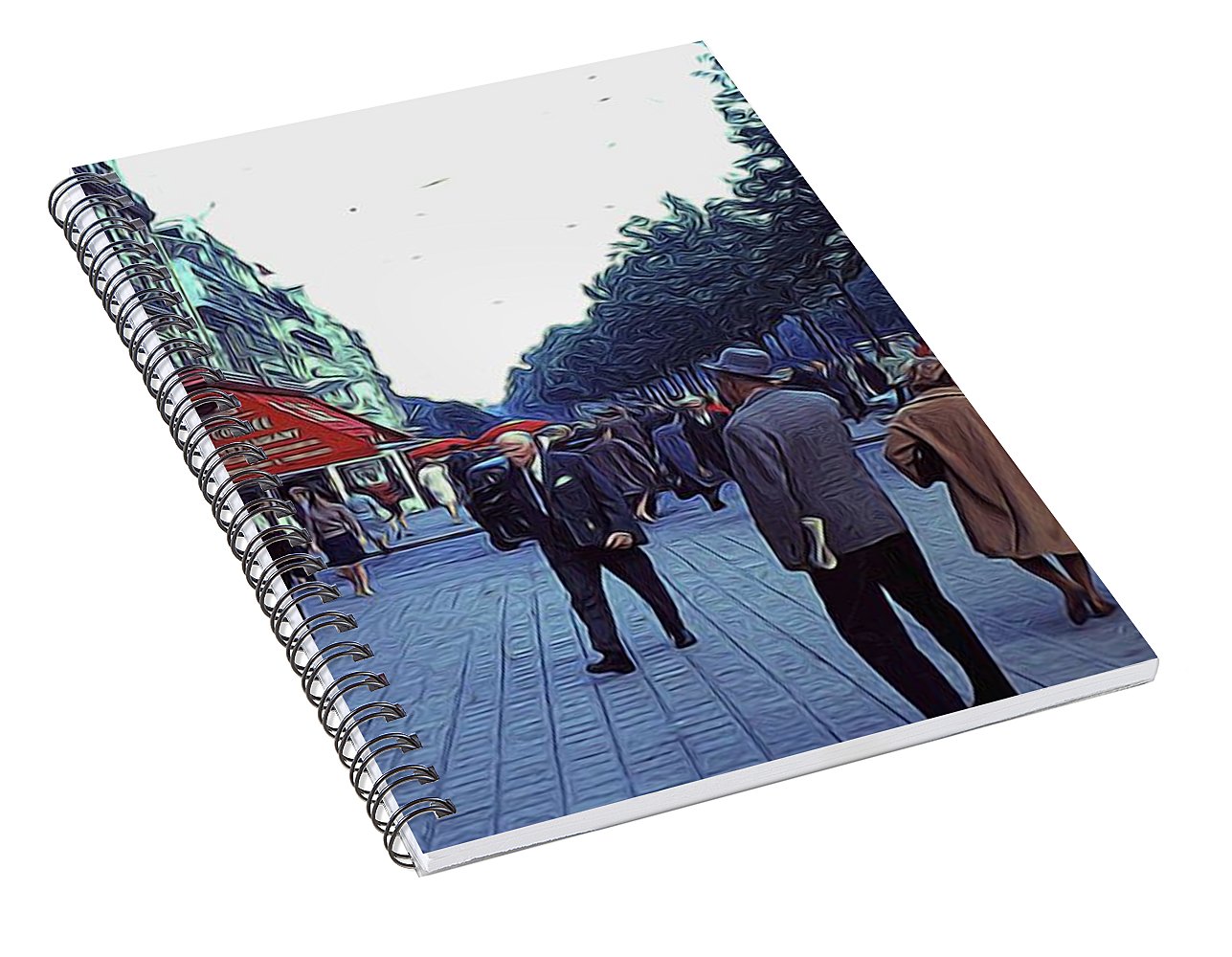 Vintage Travel Street Scene Shoppers - Spiral Notebook