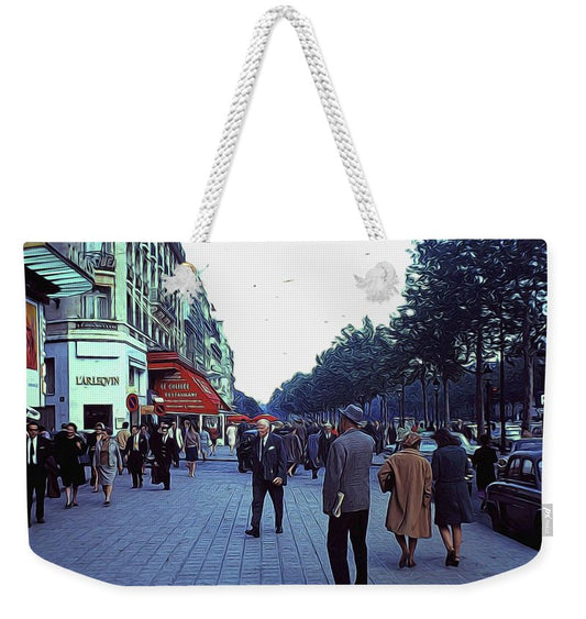 Vintage Travel Street Scene Shoppers - Weekender Tote Bag