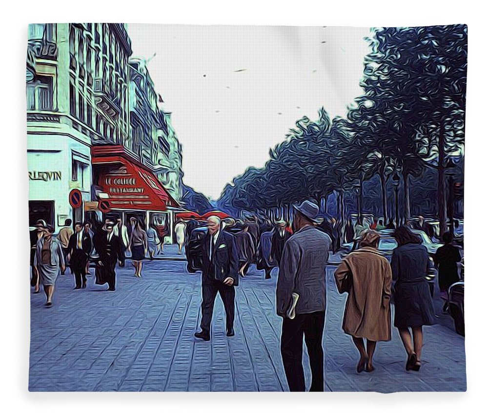 Vintage Travel Street Scene Shoppers - Blanket