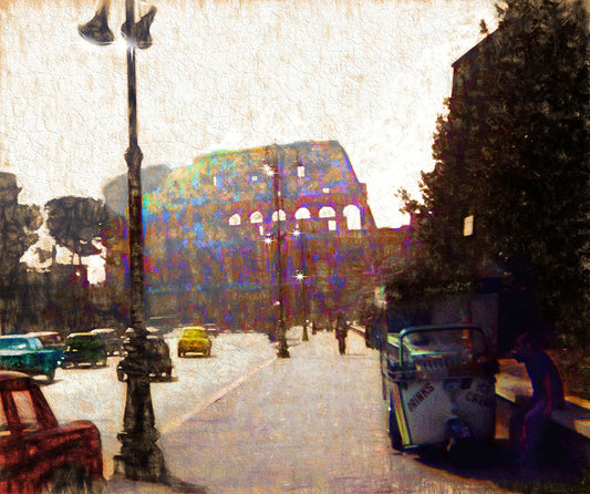 Vintage Travel Colosseum Down The Street Digital Image Download