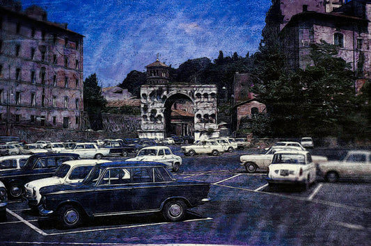 Vintage Travel Parking Lot With Arches Digital Image Download
