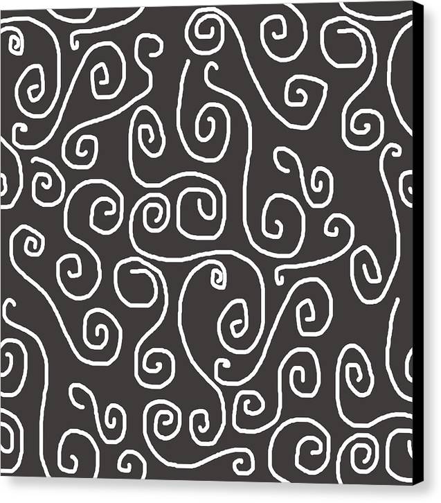 White Swirls On Gray - Canvas Print