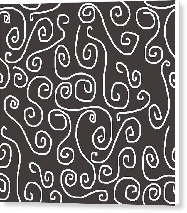 White Swirls On Gray - Canvas Print