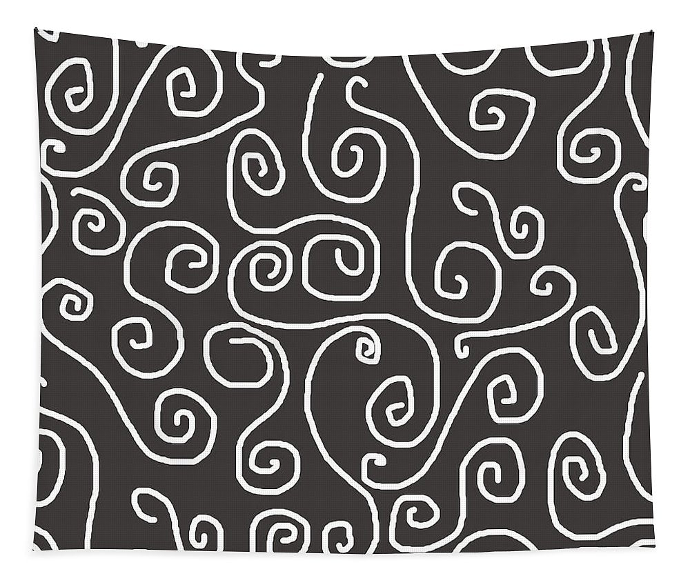 White Swirls On Gray - Tapestry