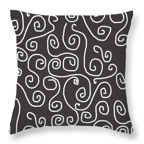 White Swirls On Gray - Throw Pillow