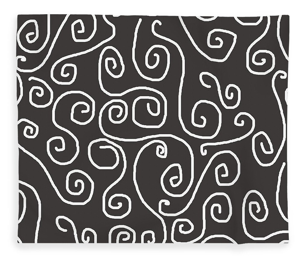 White Swirls On Gray - Blanket