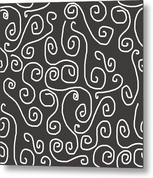 White Swirls On Gray - Metal Print