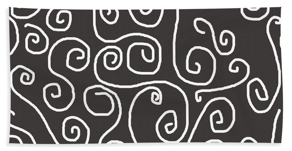 White Swirls On Gray - Beach Towel