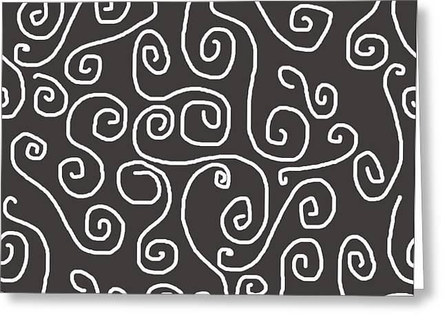 White Swirls On Gray - Greeting Card