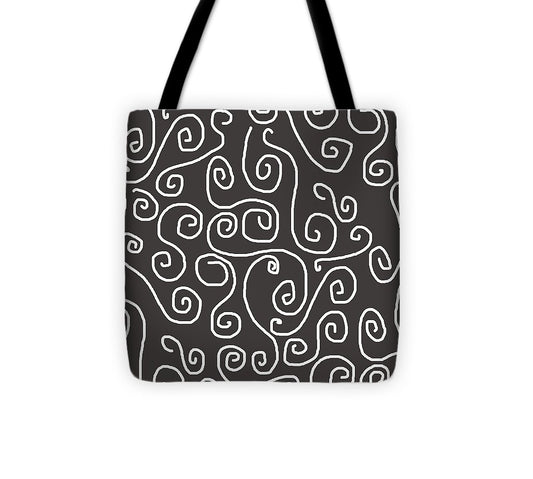 White Swirls On Gray - Tote Bag