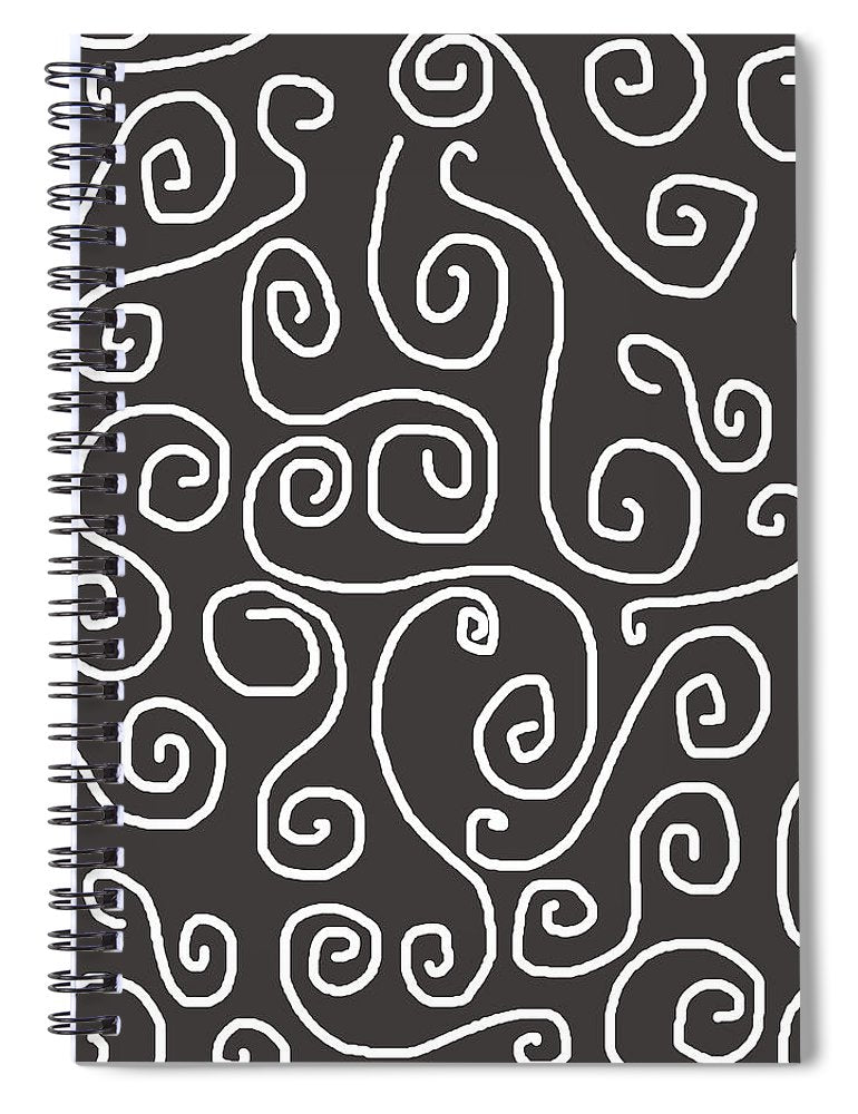 White Swirls On Gray - Spiral Notebook