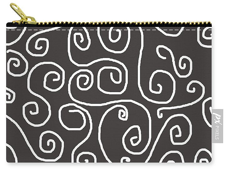 White Swirls On Gray - Carry-All Pouch