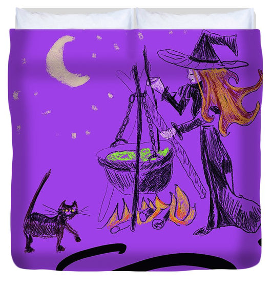 Witch Cat Cauldron - Duvet Cover