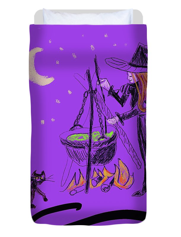 Witch Cat Cauldron - Duvet Cover