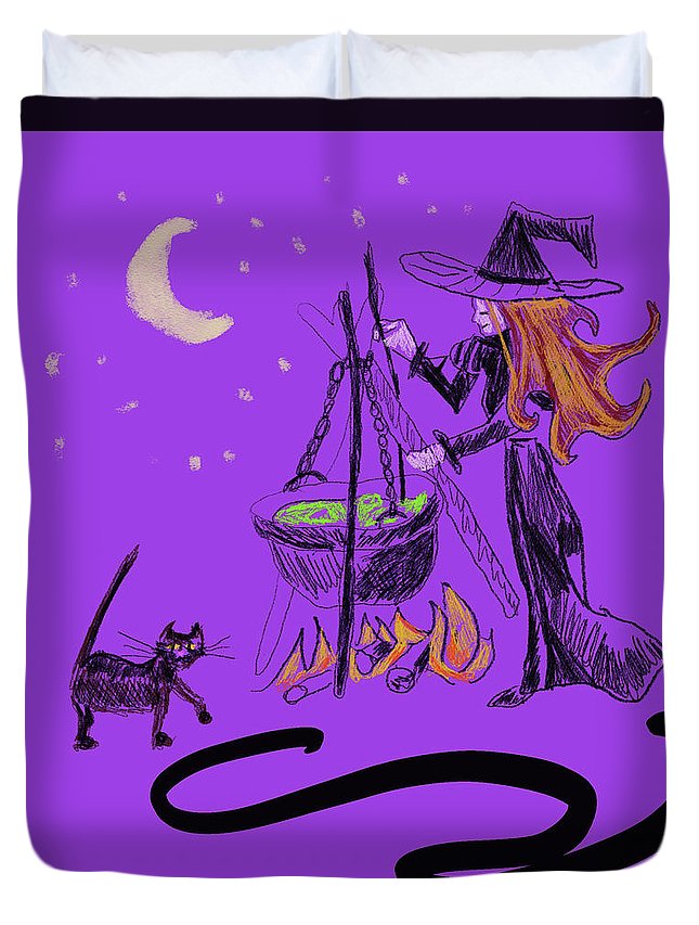 Witch Cat Cauldron - Duvet Cover