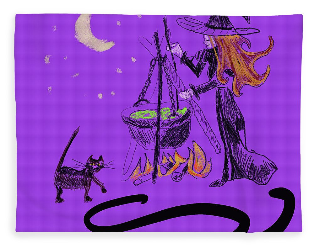 Witch Cat Cauldron - Blanket