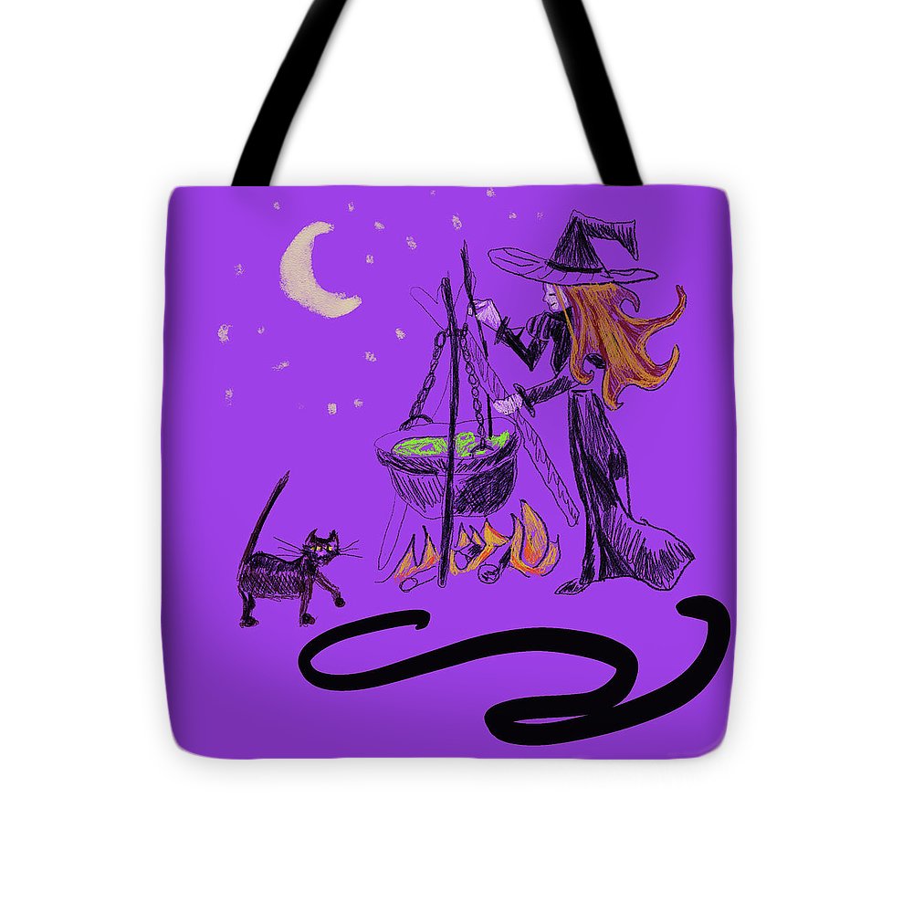 Witch Cat Cauldron - Tote Bag