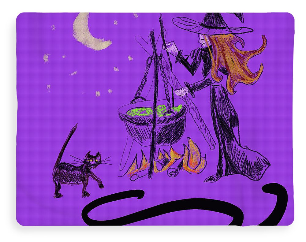 Witch Cat Cauldron - Blanket