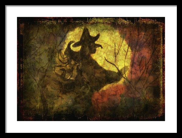 Witch on Texture - Framed Print