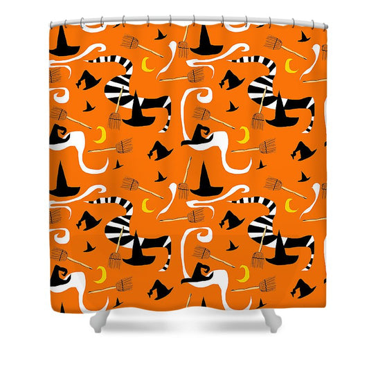 Witches Hats and Brooms - Shower Curtain