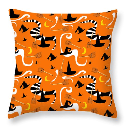 Witches Hats and Brooms - Throw Pillow