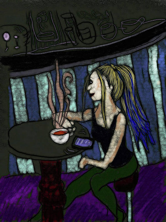 Woman In a Cafe - Art Print