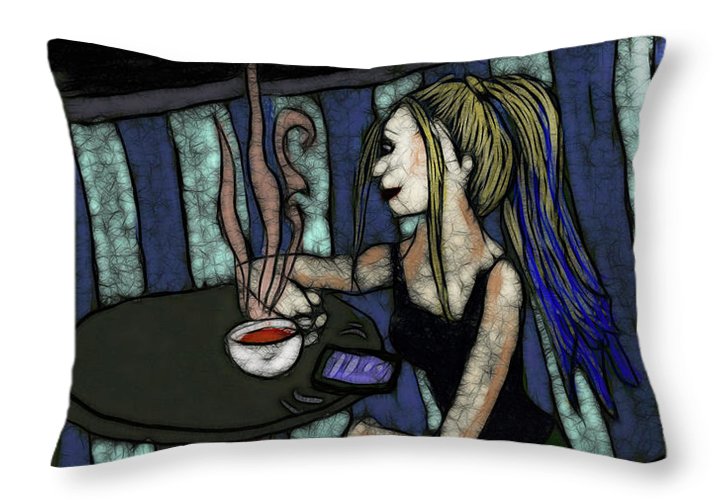 Woman In a Cafe - Throw Pillow