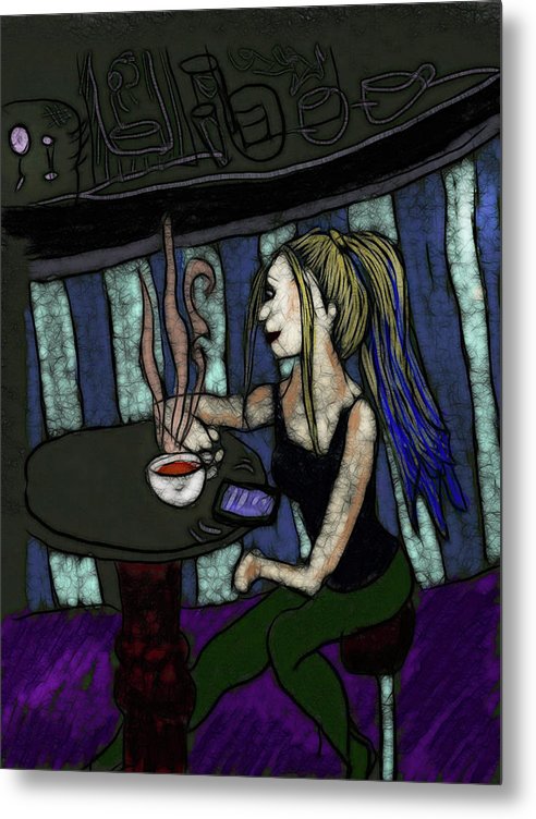Woman In a Cafe - Metal Print