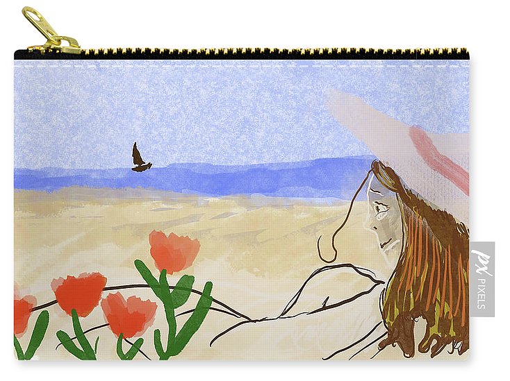 Woman In a Hat On The Beach - Carry-All Pouch