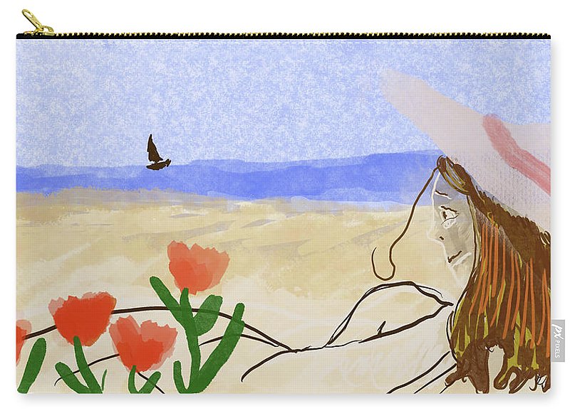 Woman In a Hat On The Beach - Carry-All Pouch