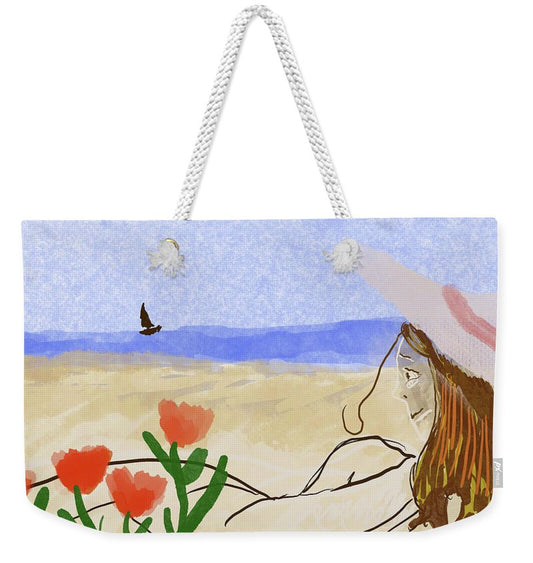 Woman In a Hat On The Beach - Weekender Tote Bag
