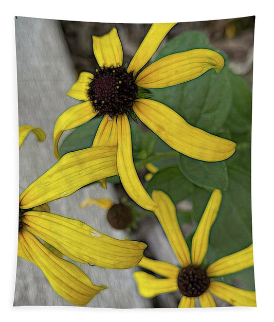 Yellow Cone Flower Close Up - Tapestry