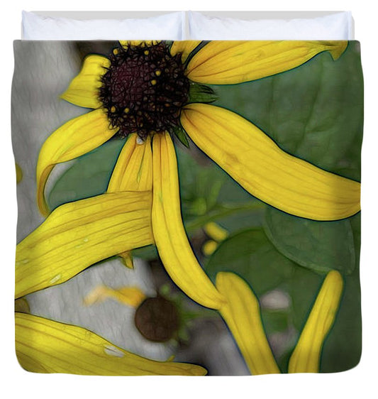 Yellow Cone Flower Close Up - Duvet Cover