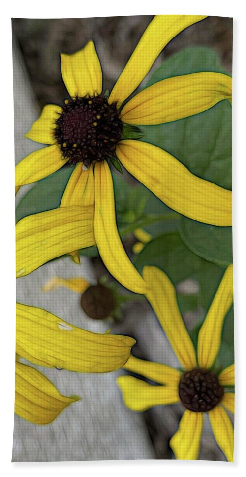 Yellow Cone Flower Close Up - Beach Towel