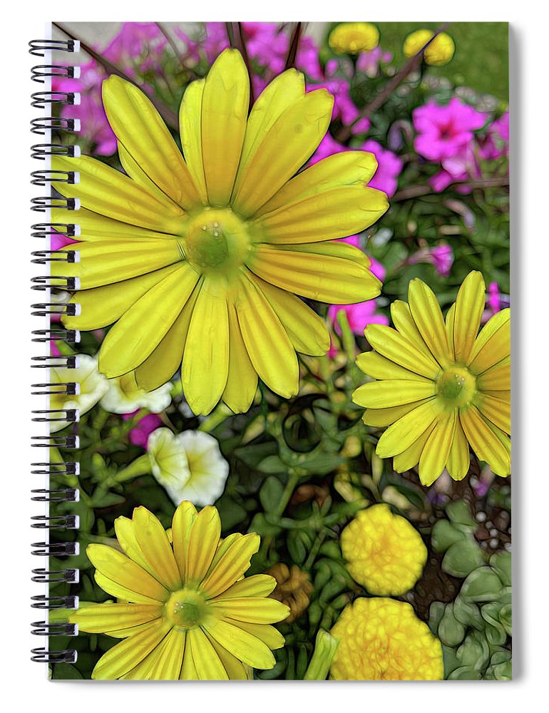 Yellow Daisy Garden - Spiral Notebook