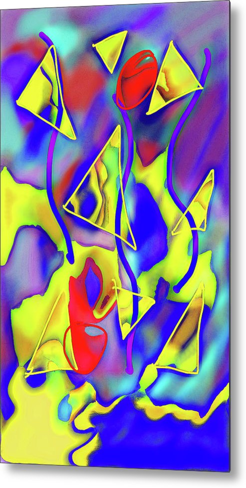 Yellow Triangles Abstract - Metal Print